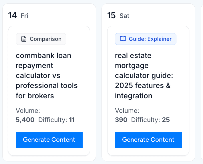 Content Calendar Planner
